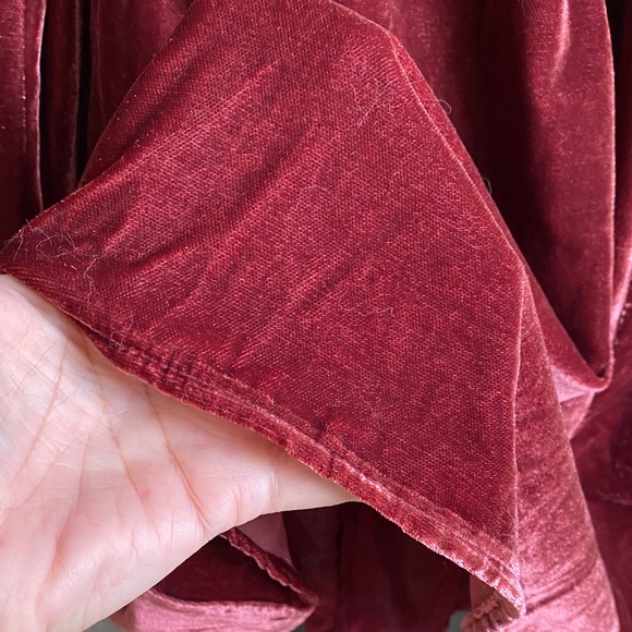Free People Velvet Smocked Tunic Dress Wine Red Size S Dark Academia - Picture 9 of 14